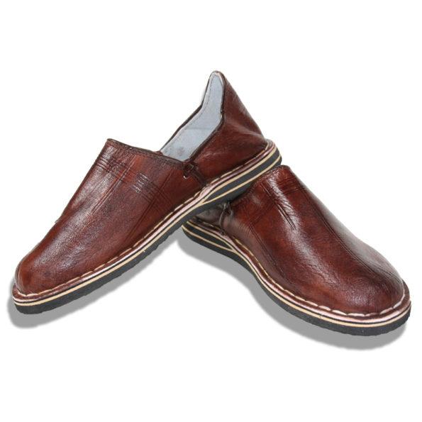 babouche homme cuir marron