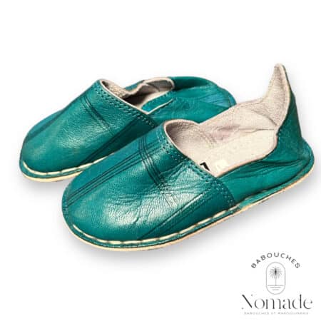 Berbère enfant cuir turquoise 6