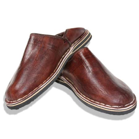 babouche homme cuir marron a