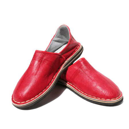 babouche homme cuir rouge