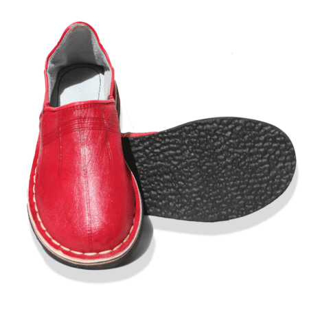 babouche homme cuir rouge semelle