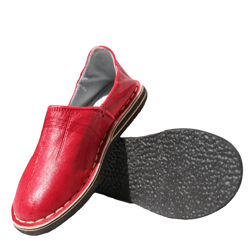 babouche homme cuir rouge2
