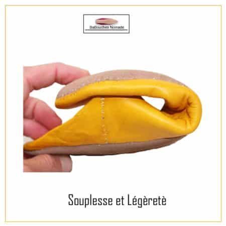 babouche pantoufle cuir souple jaune mule cuir3