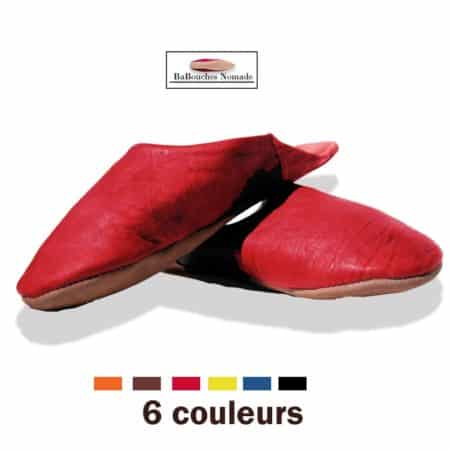 babouche pantoufle cuir souple rouge mule cuir2
