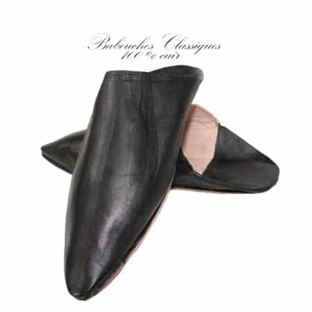 babouche pointue cuir noir2