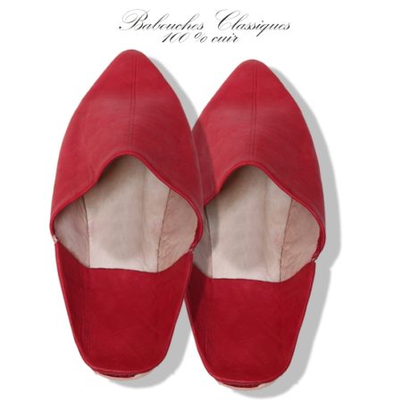 babouche pointue cuir rouge