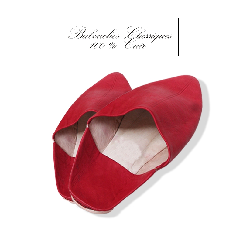 babouche pointue cuir rouge1