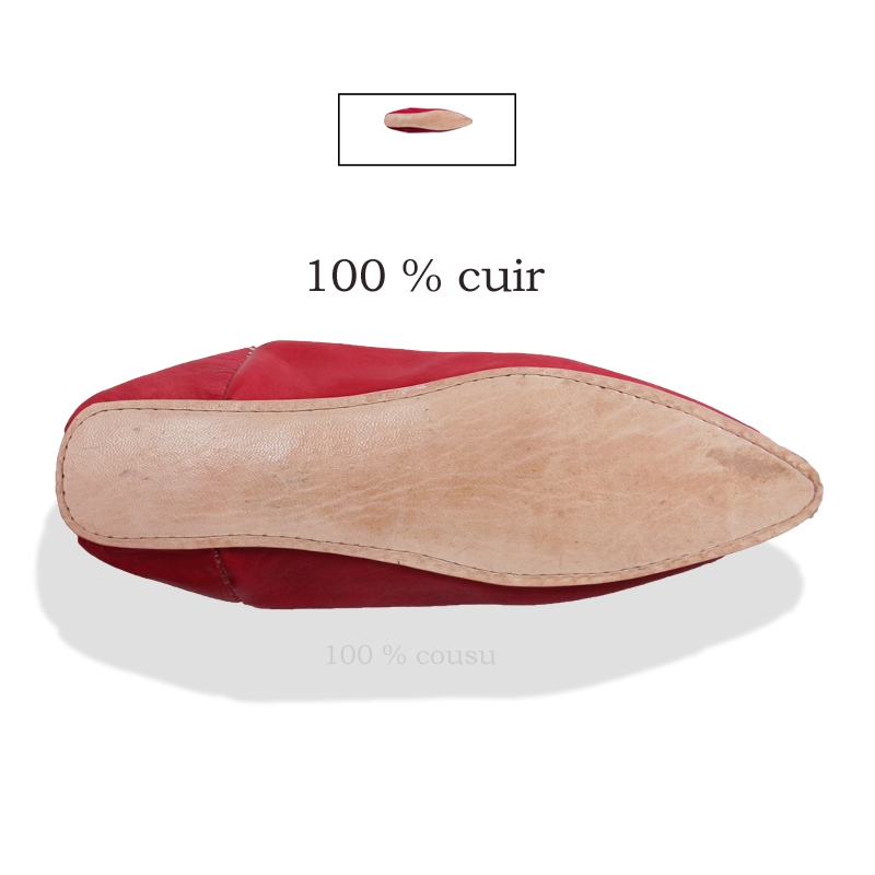 babouche pointue cuir rouge4