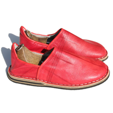 babouches berberes cuir rouge 02