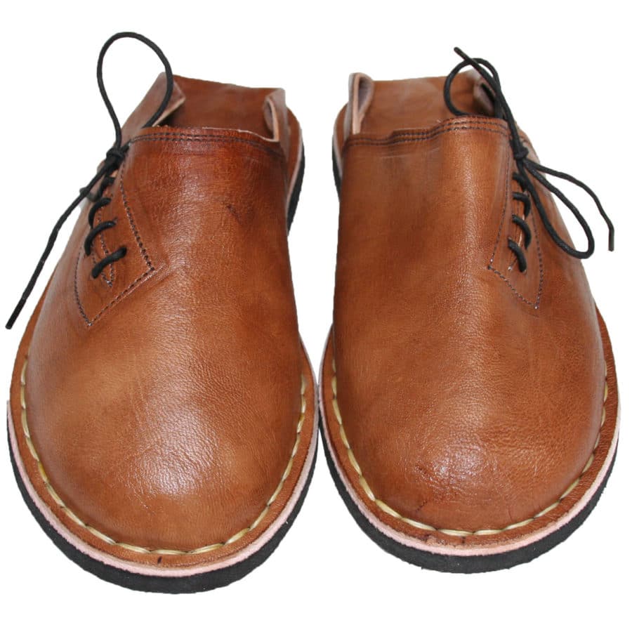 babouches lacets marron clair 02