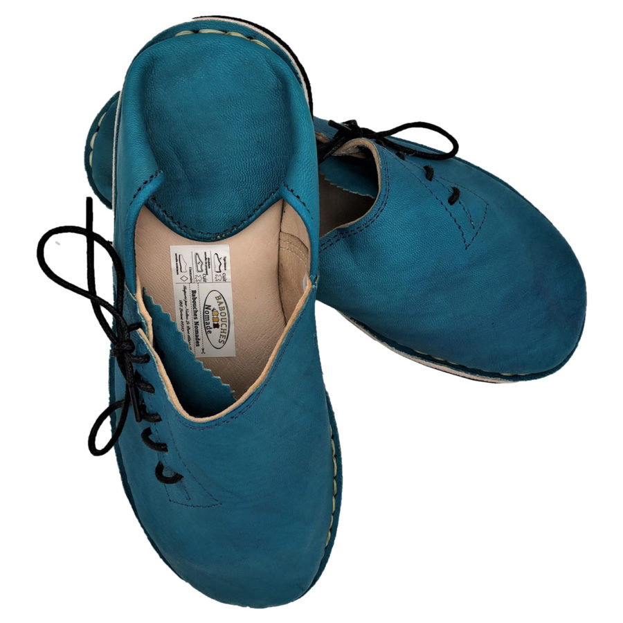 babouches lacets turquoise 01