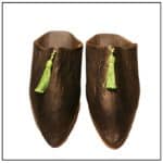 babouche pointue cuir noir pomponanis3
