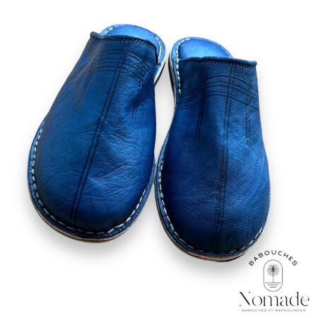 Mules doublées molletonnées bleue jean (6)