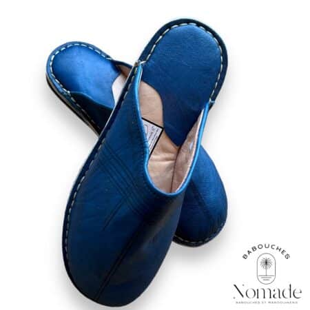 Mules doublées molletonnées bleue jean (7)