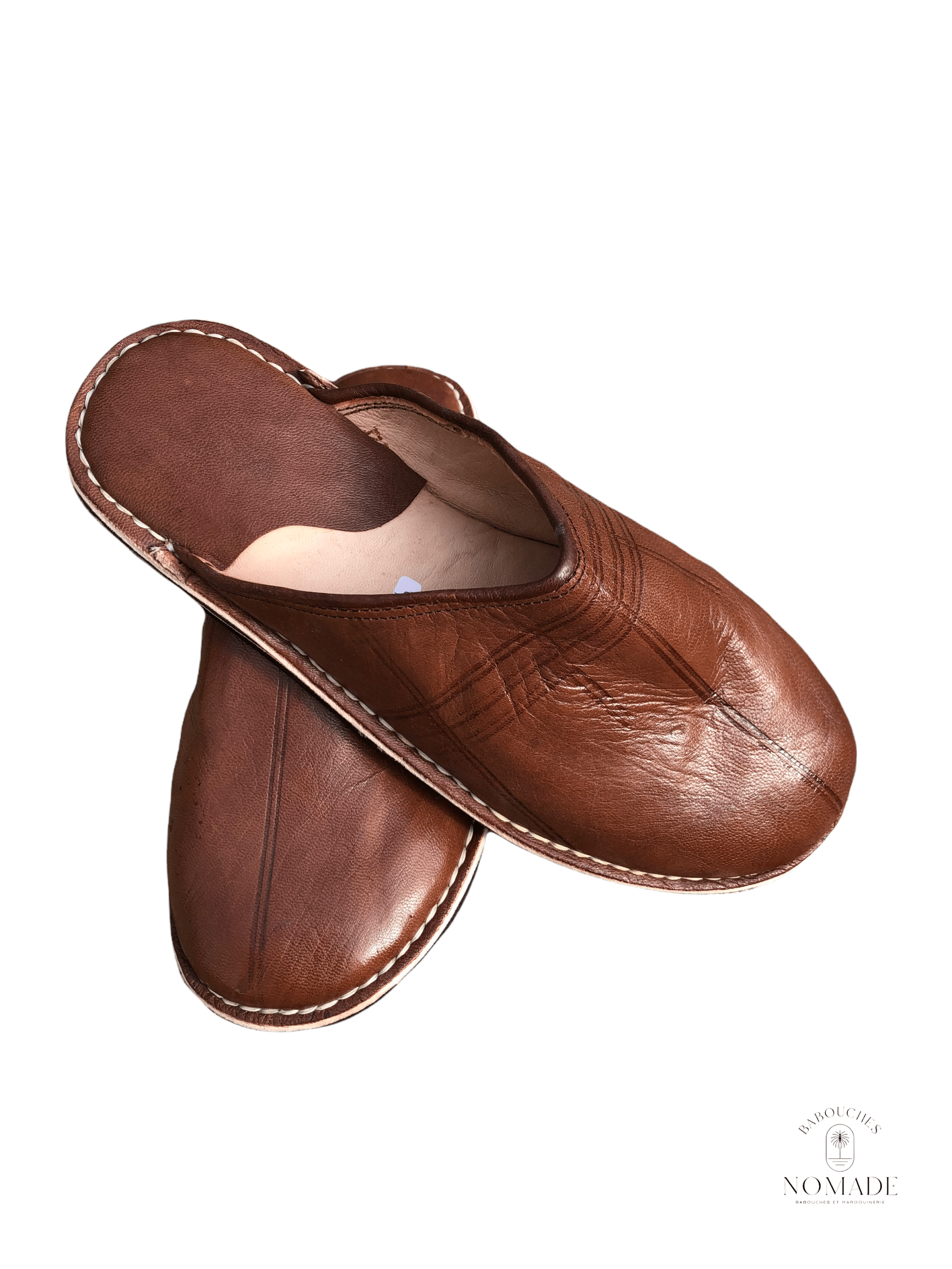 babouche berbere mule homme marron cousu babouches nomade