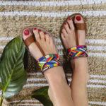 tong femme massai cuir cousue multicolor scaled