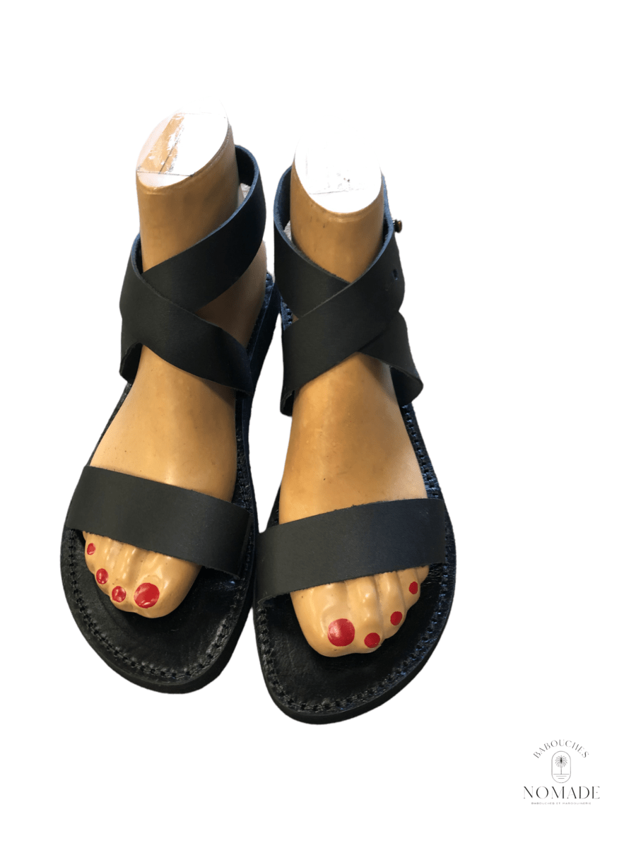 sandales femmes noires cuir de vachette 1