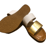 tongs nu pieds femme cuir or et blanc 5