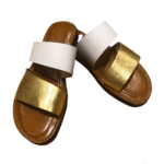 tongs nu pieds femme cuir or et blanc 7