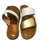 tongs nu pieds femme cuir or et blanc 8