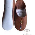 babouche pompons cuir femme
