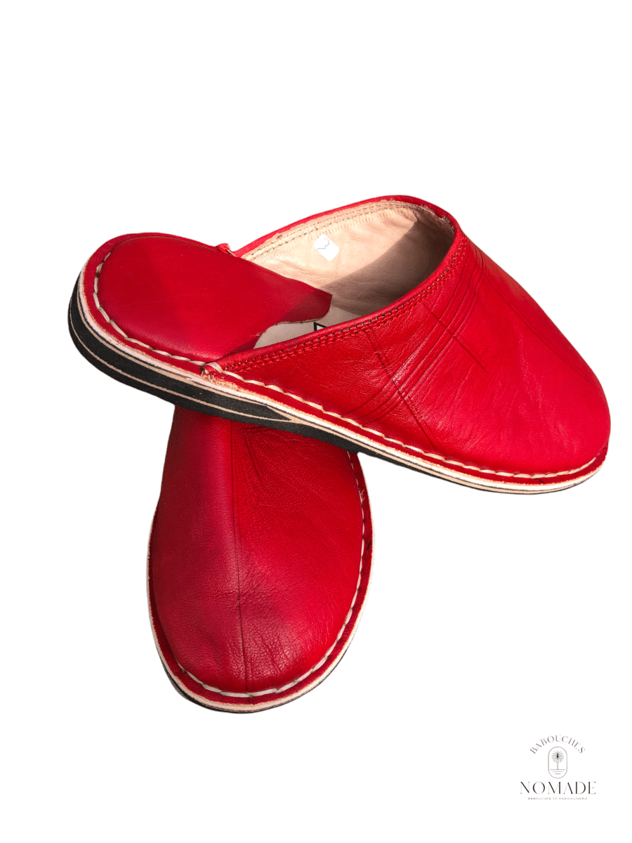 mule cuir rouge femme