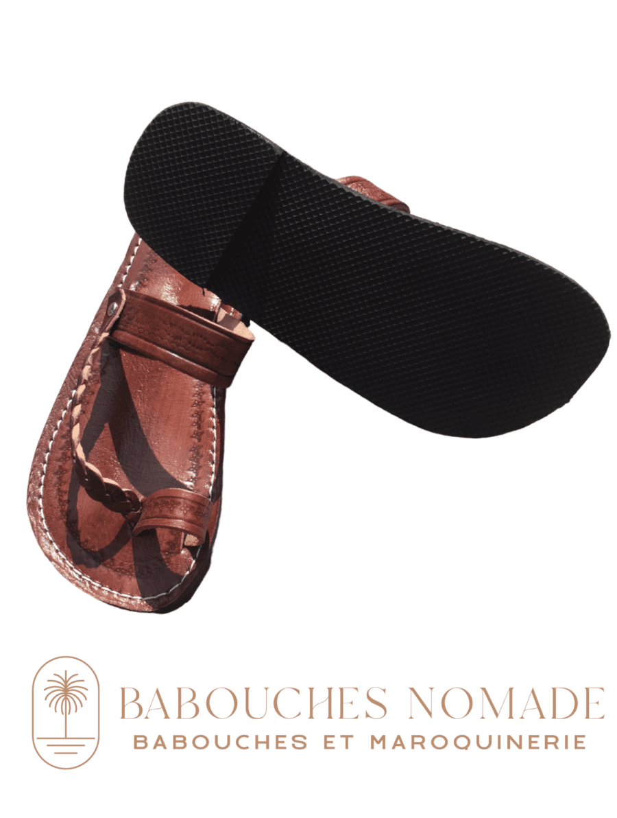 sandale tong ferra cuir marron