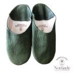 babouches cuirs souples kaki 3