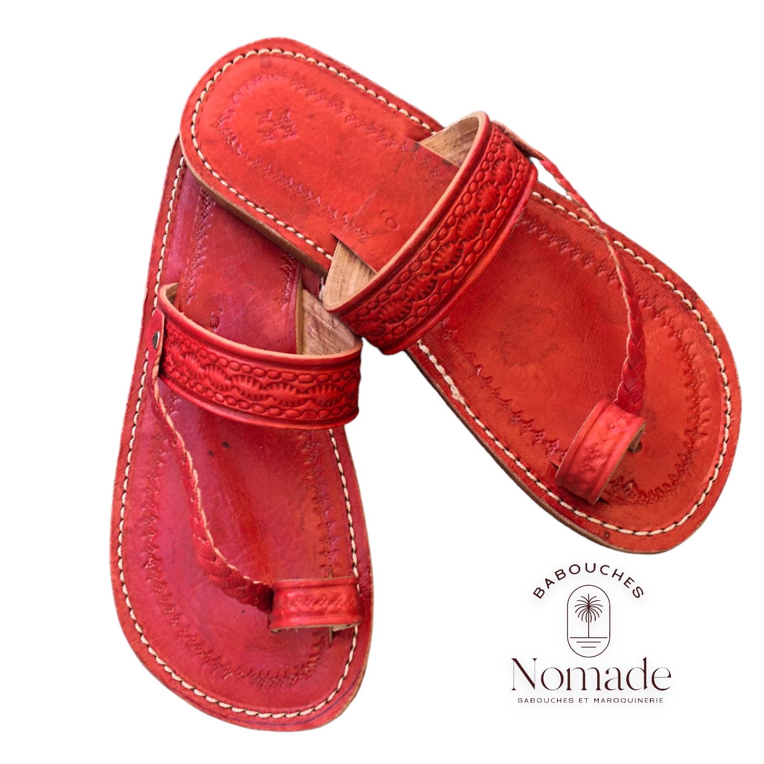 Sandales cuir rouge deals