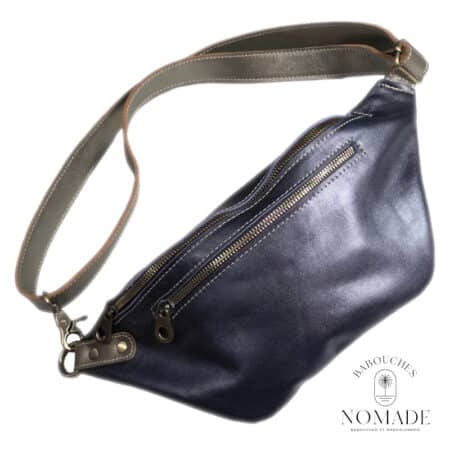 sac banane bandouliere bleu argent(1)