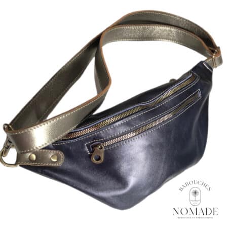 sac banane bandouliere bleu argent(3)