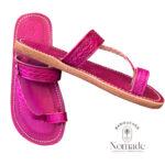 tongs femmes cuir fushia 4