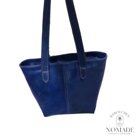 sac caba cuir bleu doublé cousu (1)