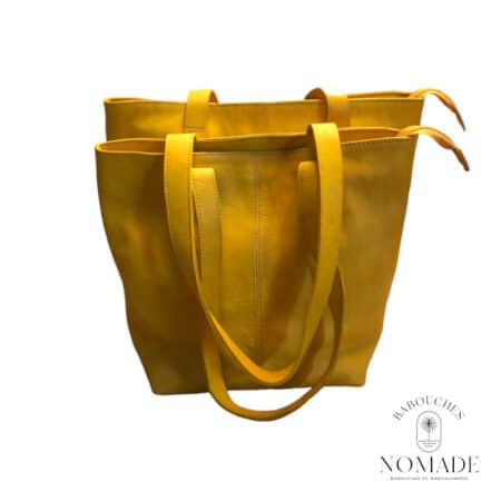 sac caba cuir jaune doublé cousu (1)