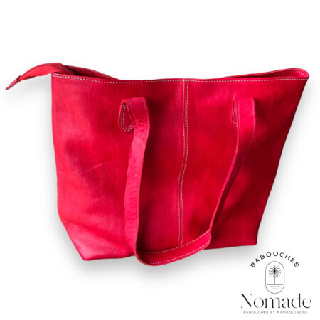 sac cabas cuir rouge (5)