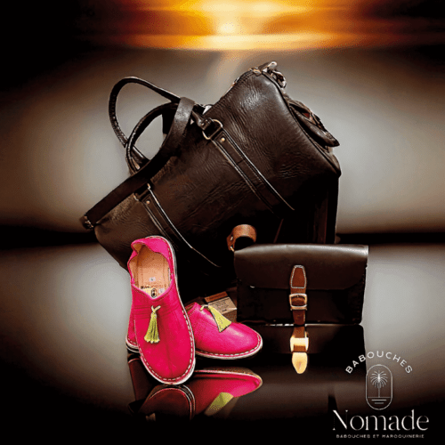 babouches fuschia sacs cuir artisanat