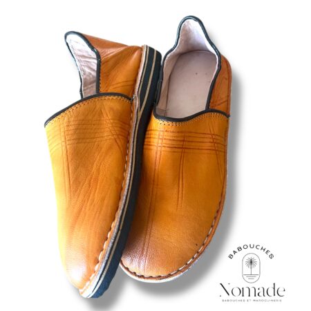 babouche berbère molletonnée cuir havane (2)