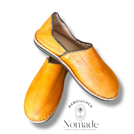 babouche berbère molletonnée cuir havane (3)