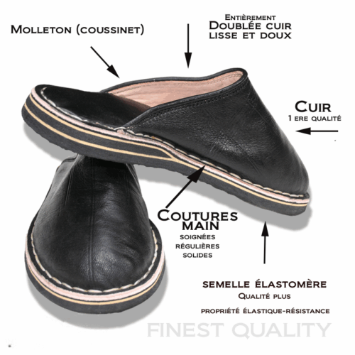 babouche mule cuir noire babouche mule cuir noire