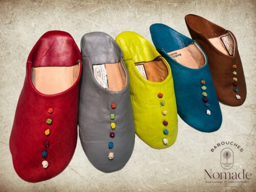babouches souples cuir pompons babouches souples cuir pompons